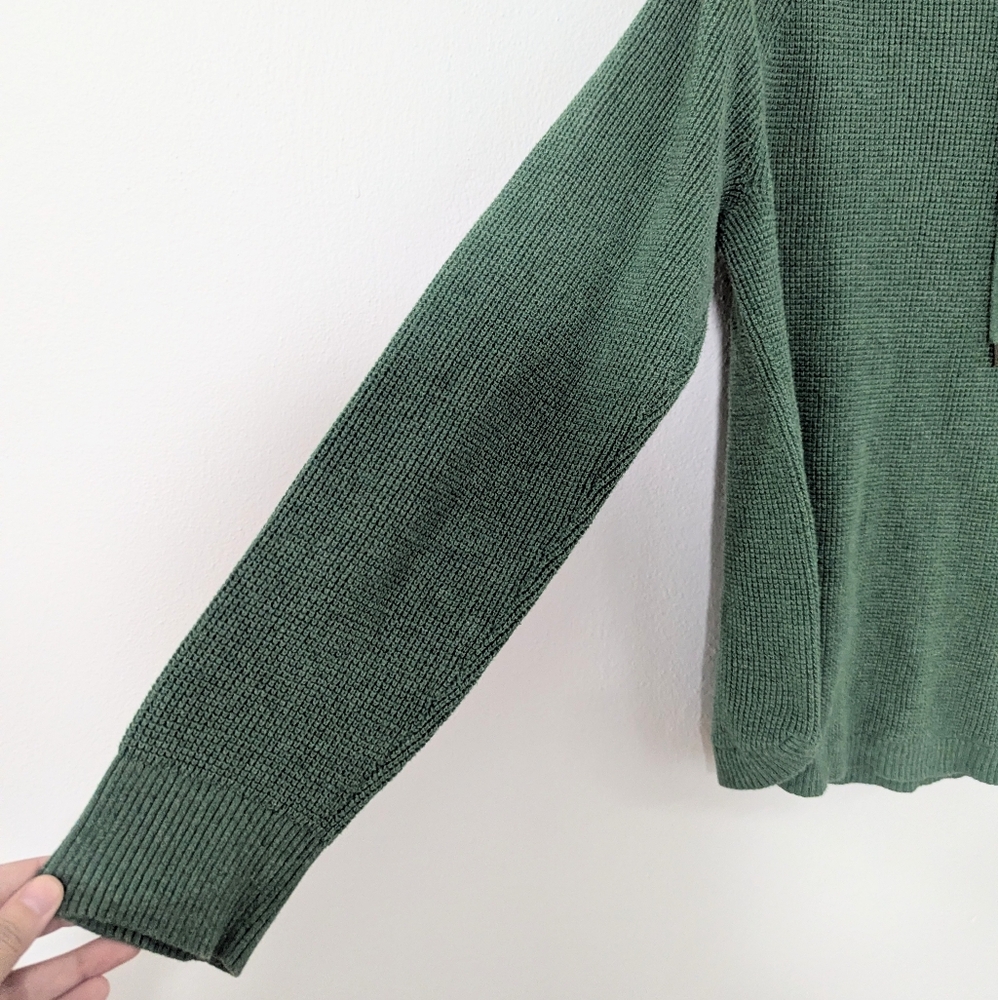 Lauren Ralph Lauren Knit Pullover Sweater Hoodie Drawstring Green XL - Picture 3 of 10